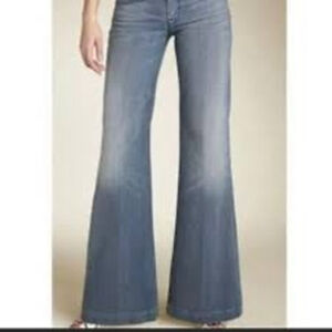 Women's 7 For All Mankind Blue Lowrise Ginger Flare Jeans Size 29 Wide leg